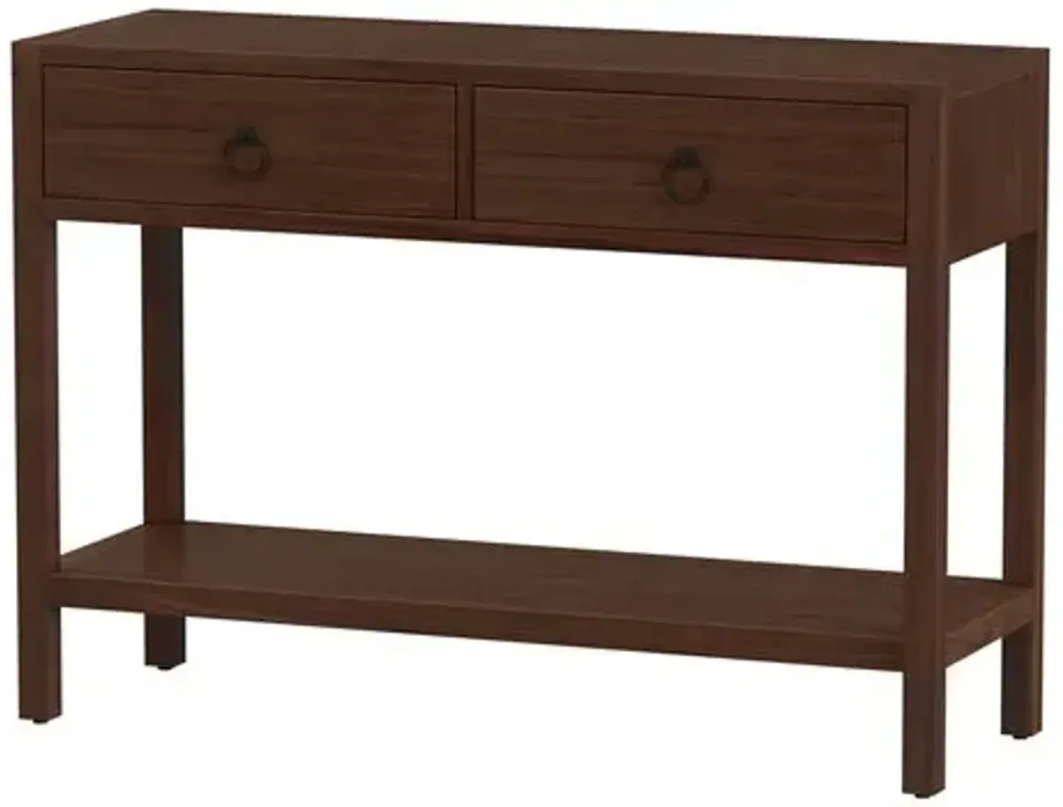 Sully 2-Drawer Console Table with Lower Open Shelf - Brown