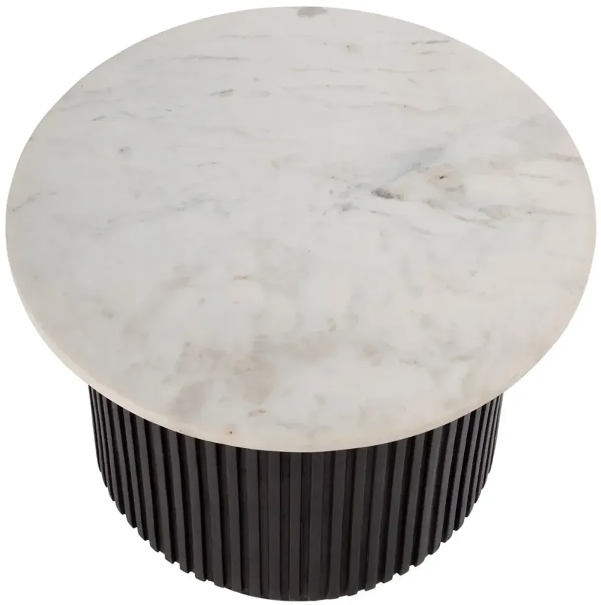 Estelle 22" Round Marble Ribbed Side Table, Brown