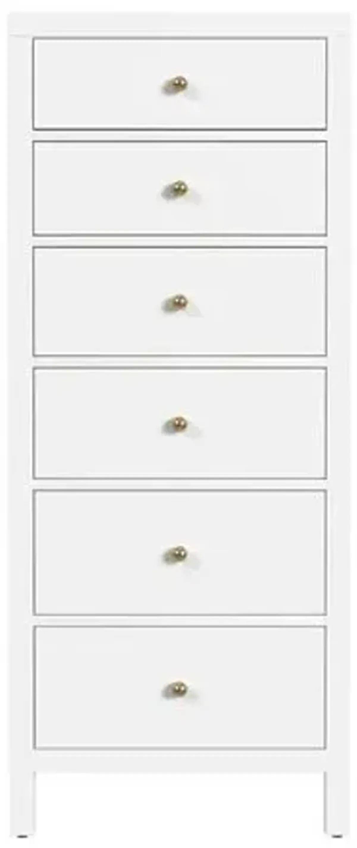 Charlie 6-Drawer Tall Lingerie Chest - White