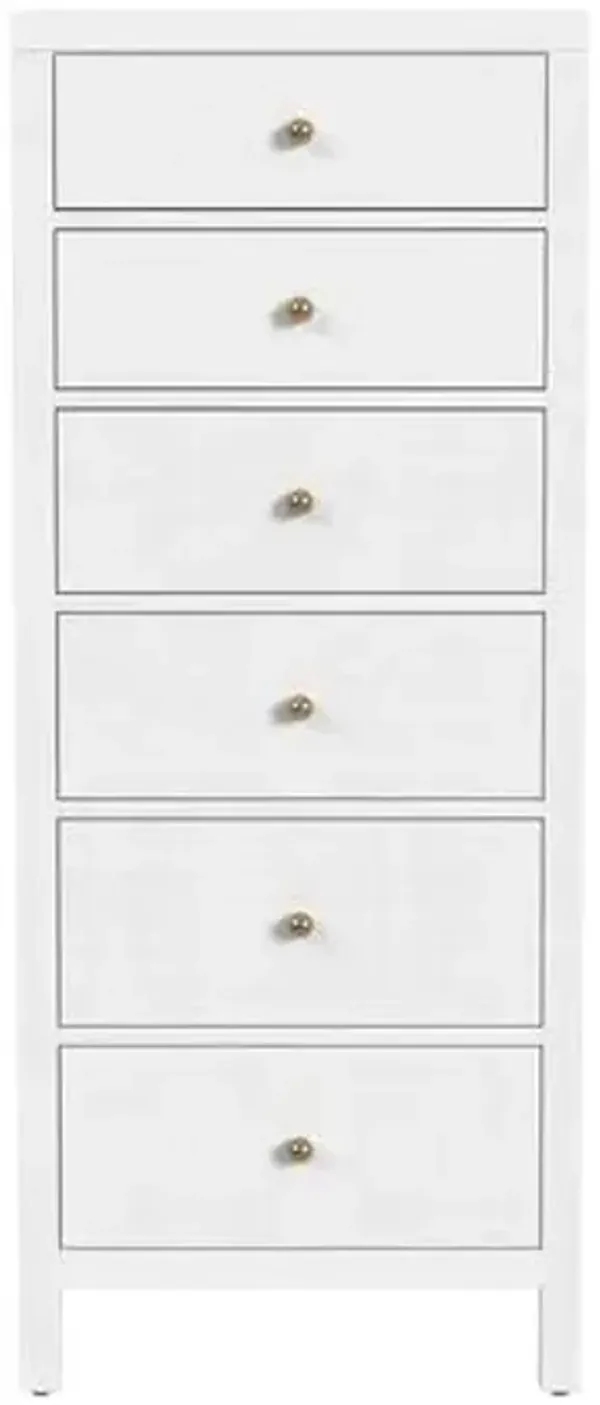Charlie 6-Drawer Tall Lingerie Chest - White