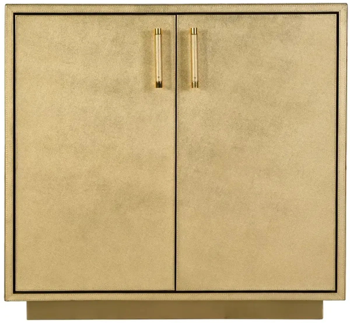 Jude 32" Leather 2-Door Accent Cabinet - Antique Gold