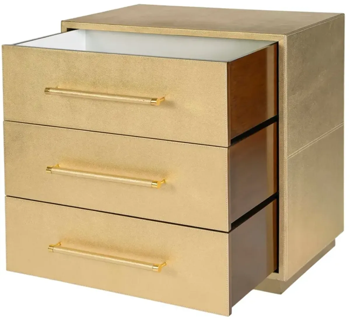 Jude 3-Drawer Leather Wrapped Accent Chest - Antique Gold