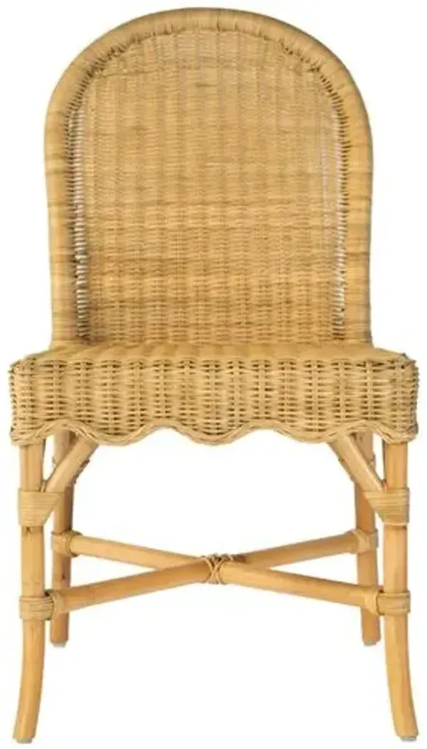 Sunny Scallop Rattan Dining Side Chair - Natural - Brown