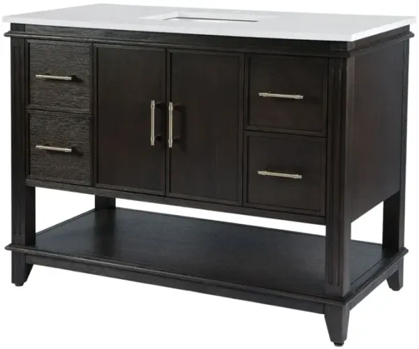 Lorraine 48" Quartz Top Single Sink Bathroom Vanity - Brown