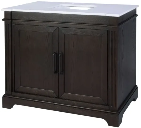 Marian 42" Quartz Top Single Bathroom Vanity - Chocolate - Brown
