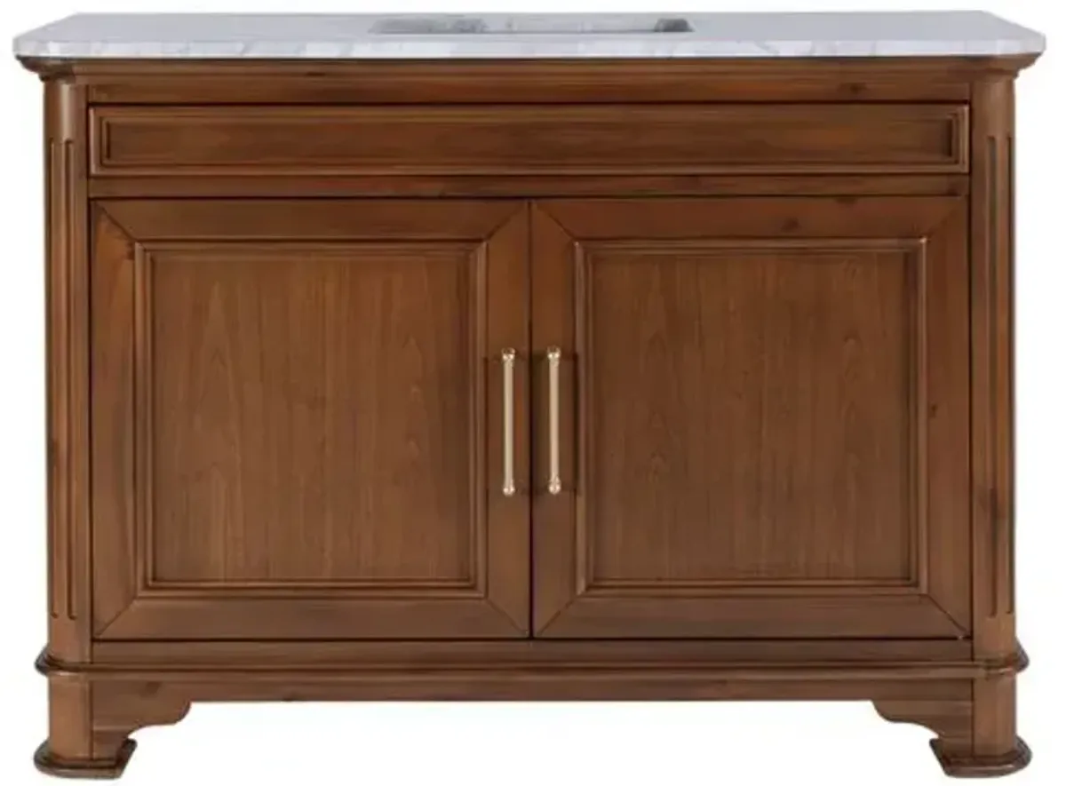 Maureen 48" Marble Top Single Sink Bathroom Vanity - Natural Walnut - Brown