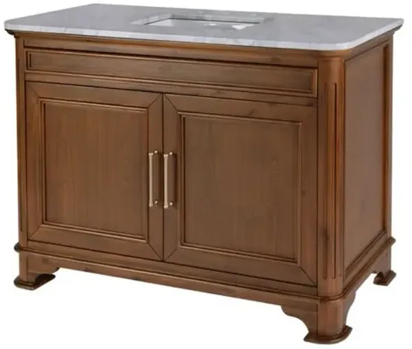 Maureen 48" Marble Top Single Sink Bathroom Vanity - Natural Walnut - Brown