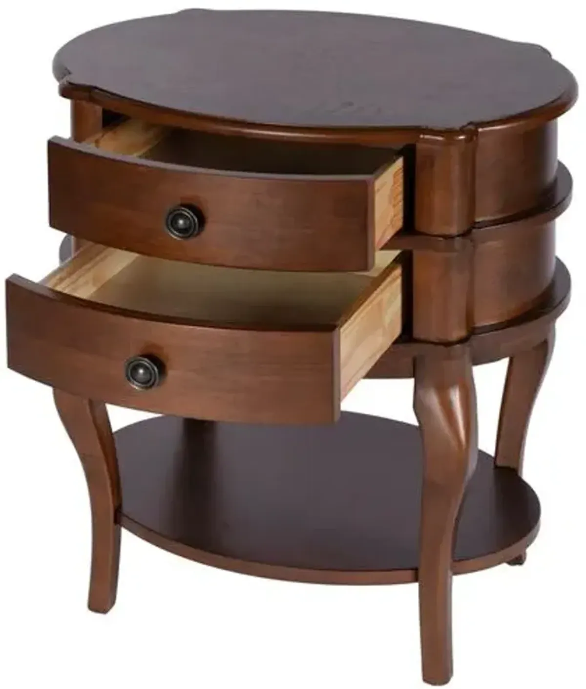 Pauline Oval 2-Drawer Accent Table - Cherry - 26Hx24Wx18D in