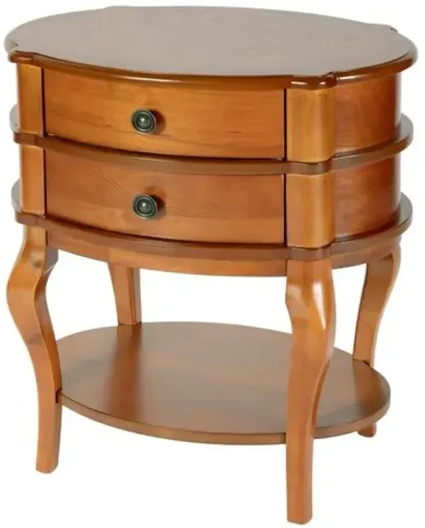 Pauline Oval 2-Drawer Accent Table - Cherry - Brown - 26Hx24Wx18D in