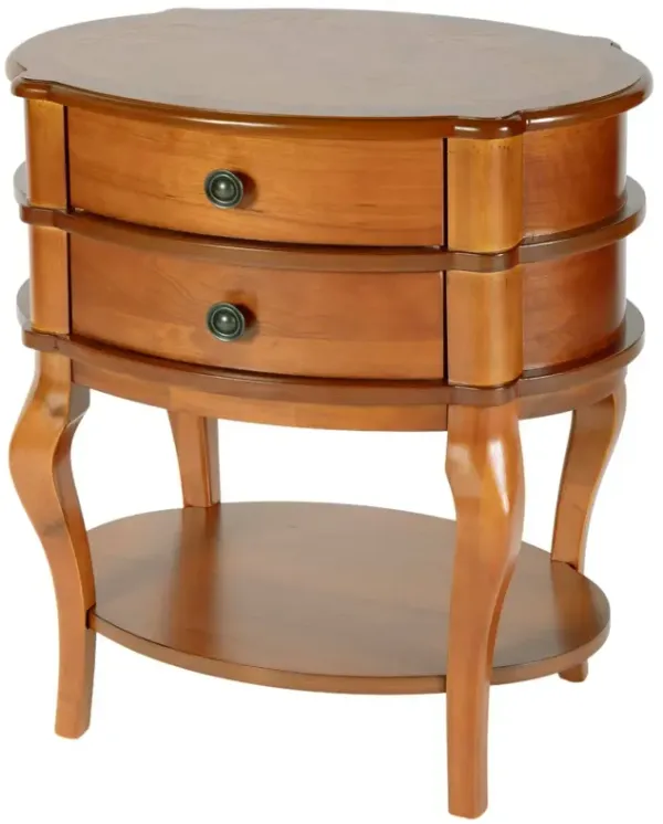 Pauline Oval 2-Drawer Accent Table, Cherry