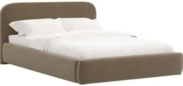 Luma Platform Bed - Performance Velvet - Handcrafted - Brown, Upholstered, Comfortable & Durable