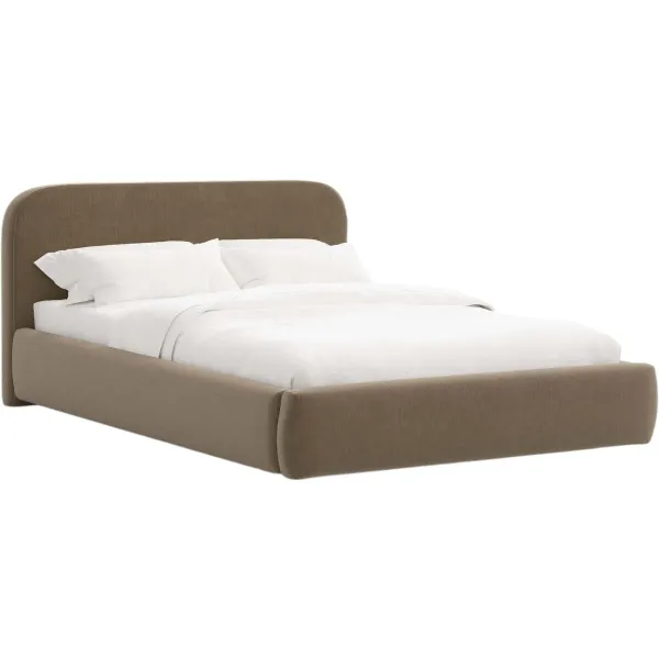 Luma Platform Bed - Performance Velvet - Handcrafted - Brown, Upholstered, Comfortable & Durable
