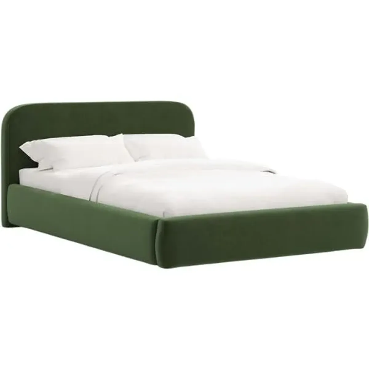 Luma Platform Bed - Performance Velvet - Handcrafted - Green, Upholstered, Comfortable & Durable