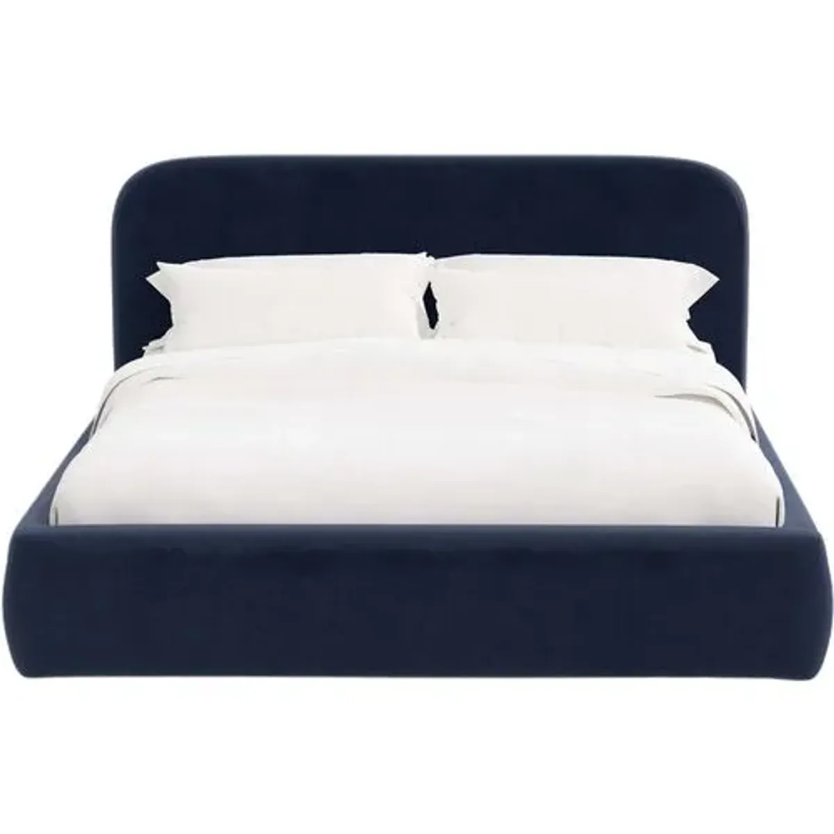 Luma Platform Bed - Performance Velvet - Handcrafted - Blue, Upholstered, Comfortable & Durable