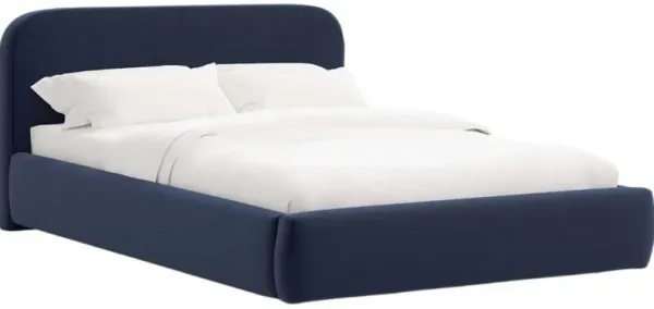 Luma Platform Bed - Performance Velvet - Handcrafted - Blue, Upholstered, Comfortable & Durable
