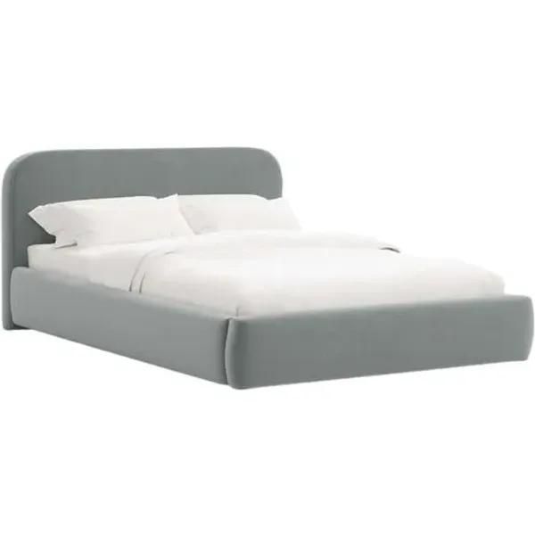 Luma Platform Bed - Performance Velvet - Handcrafted - Green, Upholstered, Comfortable & Durable