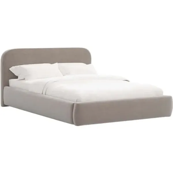 Luma Platform Bed - Performance Velvet - Handcrafted - Gray, Upholstered, Comfortable & Durable