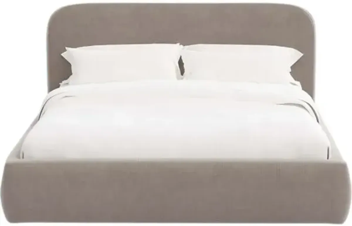 Luma Platform Bed - Performance Velvet - Handcrafted - Gray, Upholstered, Comfortable & Durable
