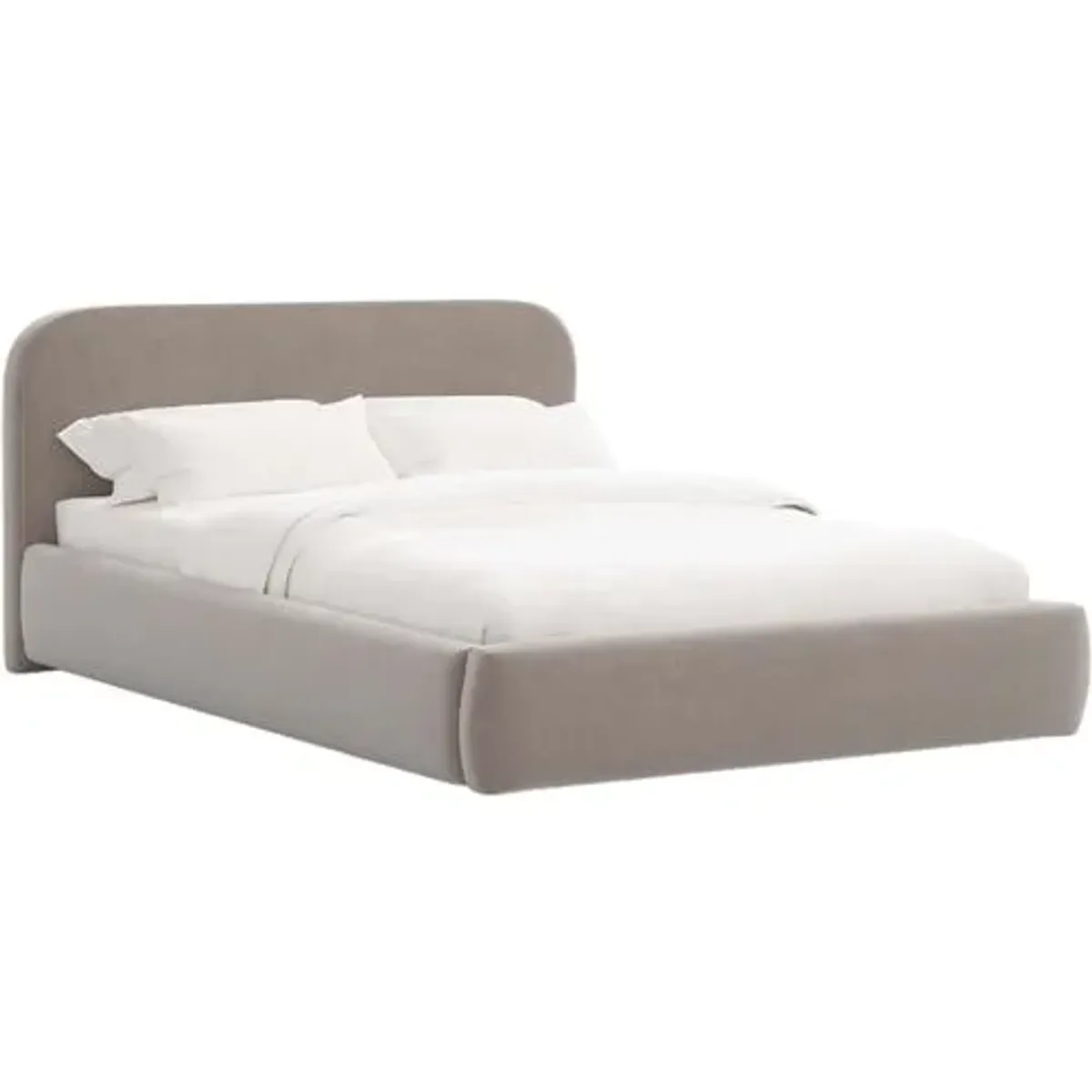 Luma Platform Bed - Performance Velvet - Handcrafted - Gray, Upholstered, Comfortable & Durable