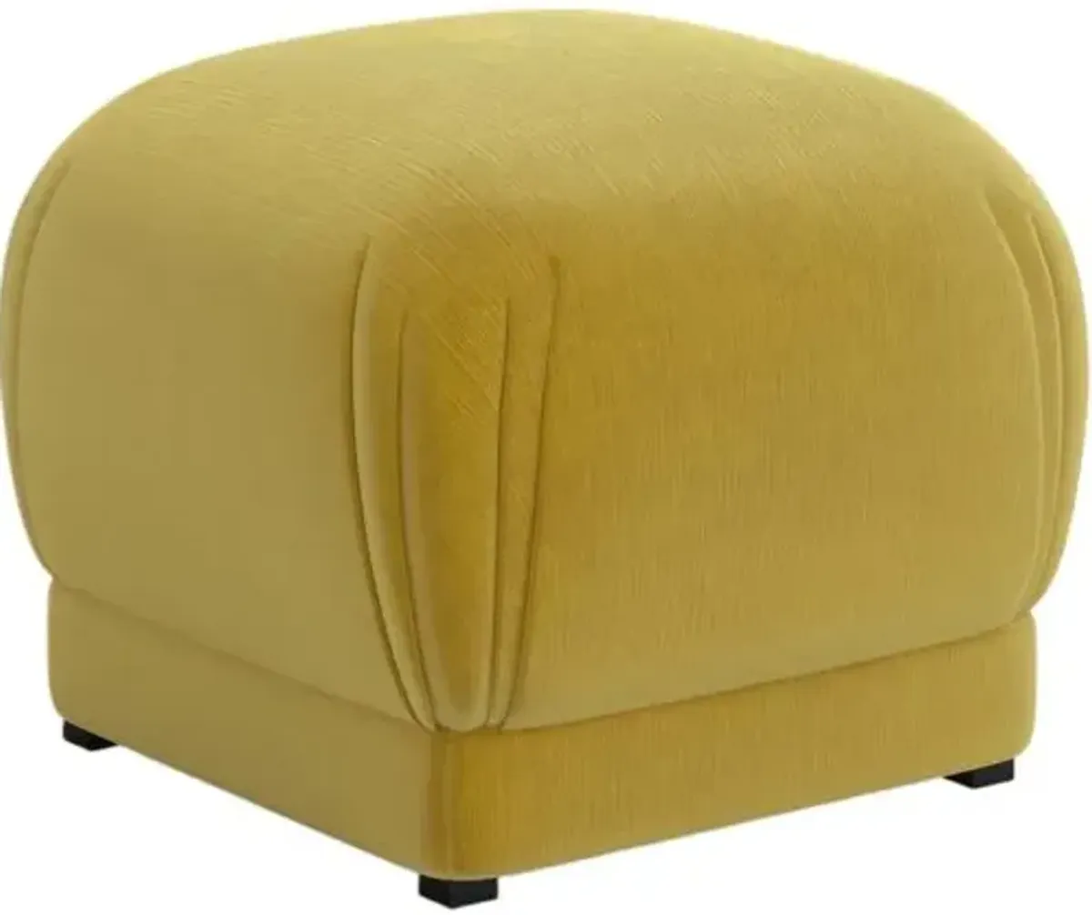 Luma Platform Bed - Performance Velvet - Handcrafted - Yellow, Upholstered, Comfortable & Durable