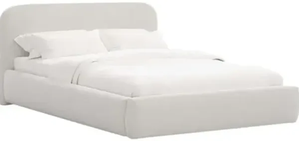 Luma Platform Bed - Performance Velvet - Handcrafted - White, Upholstered, Comfortable & Durable