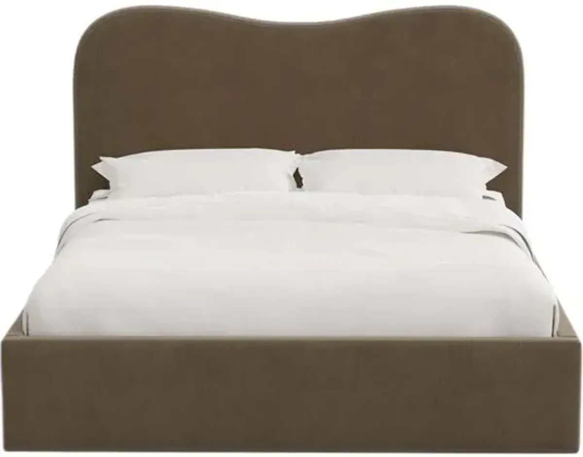 Cielo Platform Bed - Performance Velvet - Handcrafted - Brown, Comfortable & Durable