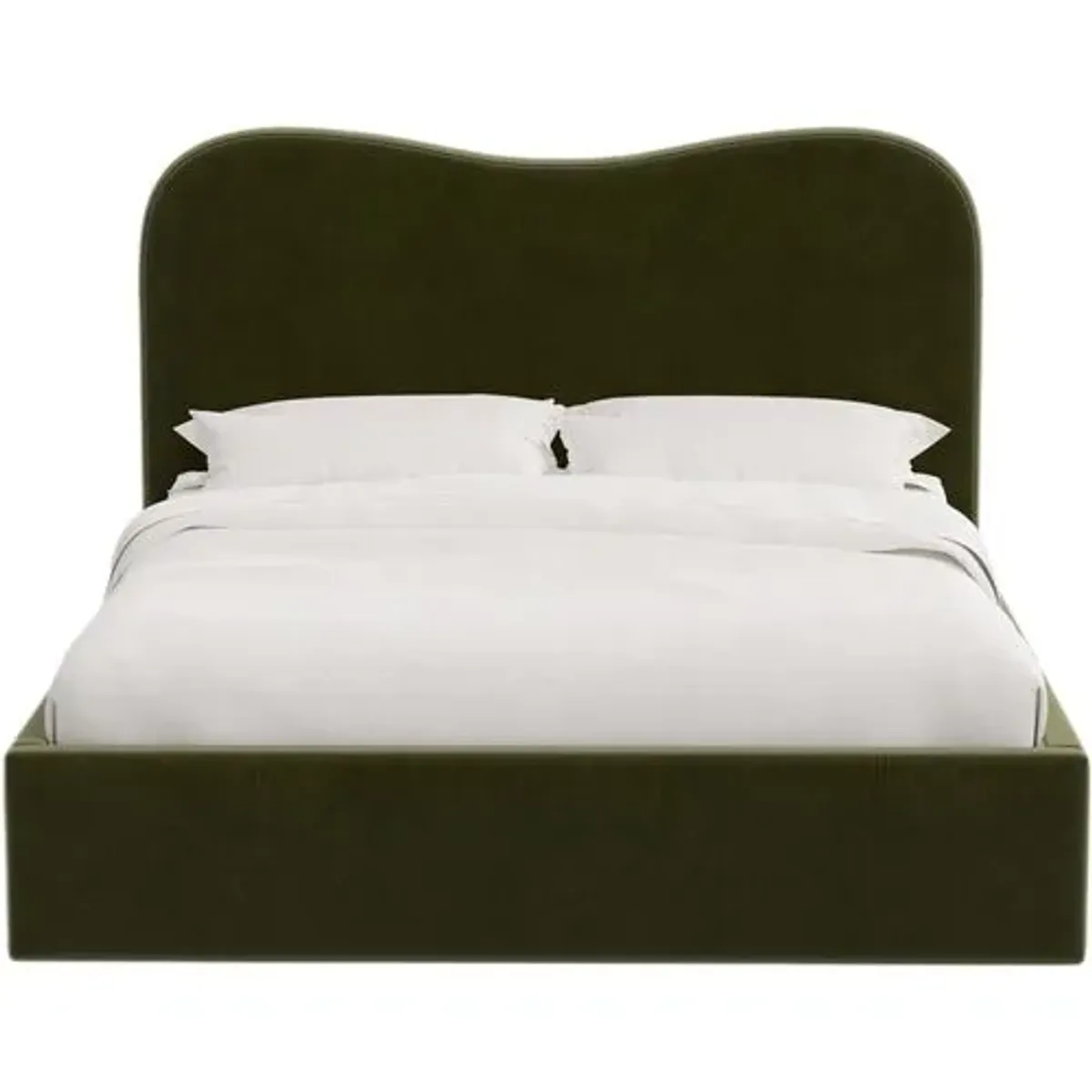 Cielo Platform Bed - Performance Velvet - Handcrafted - Green, Comfortable & Durable