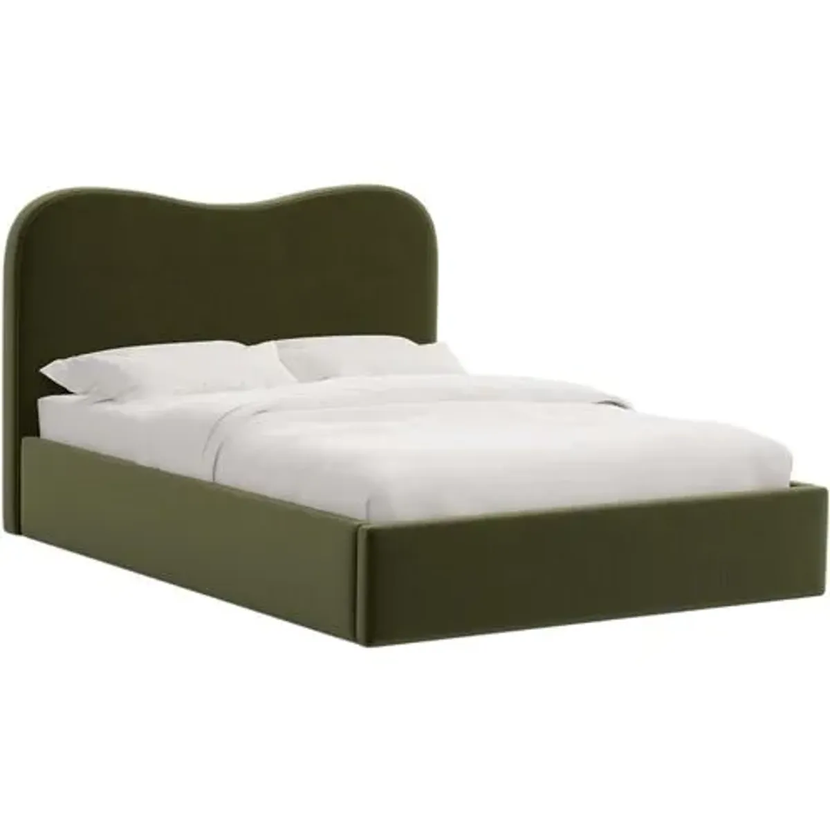 Cielo Platform Bed - Performance Velvet - Handcrafted - Green, Comfortable & Durable