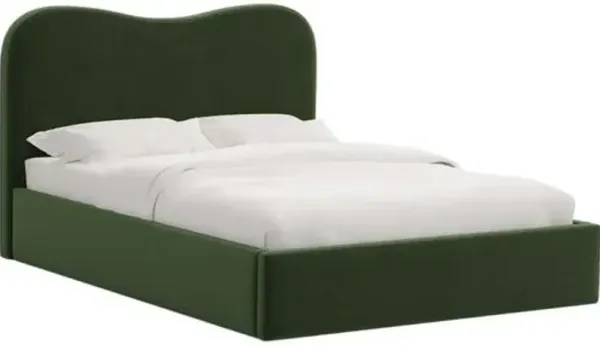 Cielo Platform Bed - Performance Velvet - Handcrafted - Green, Comfortable & Durable