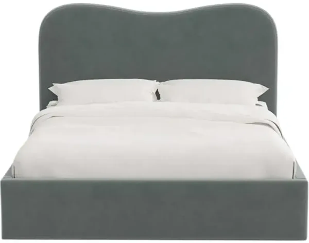 Cielo Platform Bed - Performance Velvet - Handcrafted - Green, Comfortable & Durable