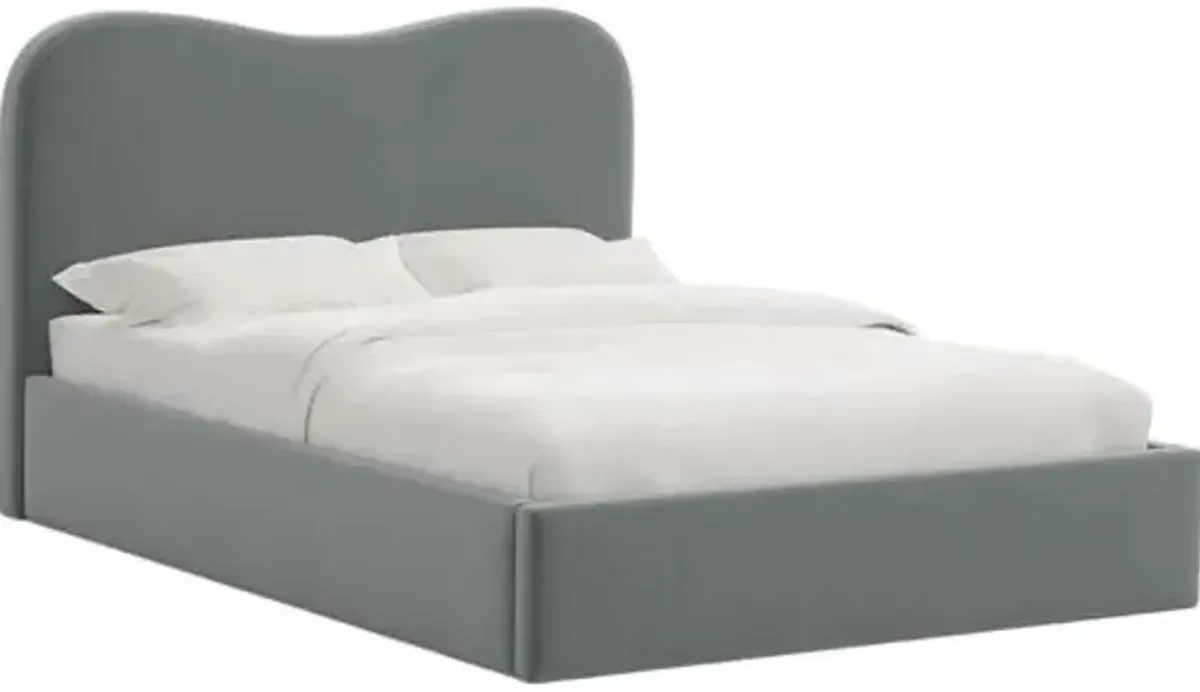 Cielo Platform Bed - Performance Velvet - Handcrafted - Green, Comfortable & Durable