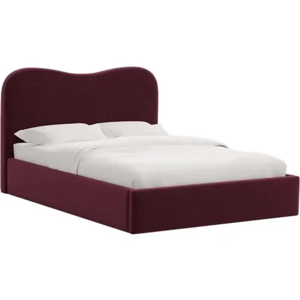 Cielo Platform Bed - Performance Velvet - Handcrafted - Red, Comfortable & Durable
