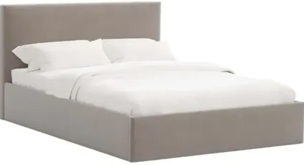 Solaro Square Low Platform Bed - Performance Velvet - Handcrafted - Gray, Upholstered, Comfortable & Durable