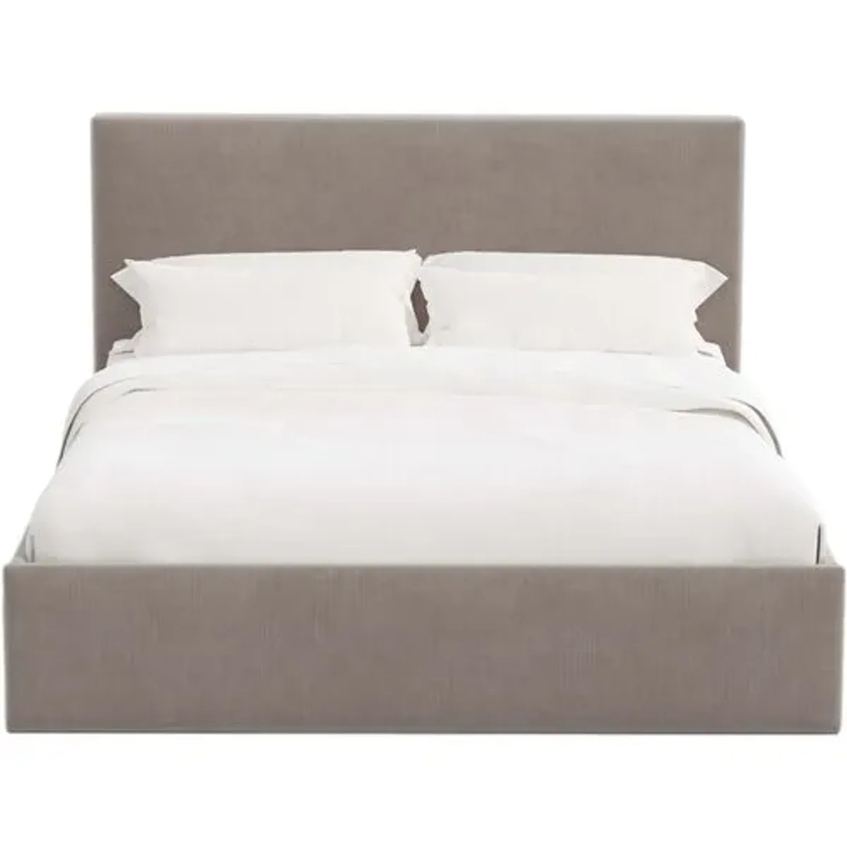 Solaro Square Low Platform Bed - Performance Velvet - Handcrafted - Gray, Upholstered, Comfortable & Durable