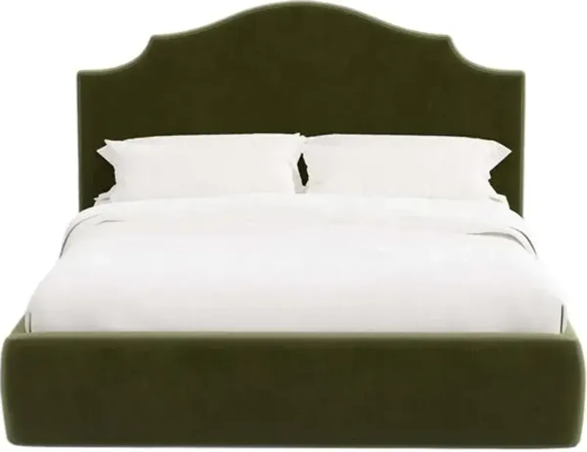 Seraphine Platform Bed - Performance Velvet - Handcrafted - Green, Comfortable & Durable