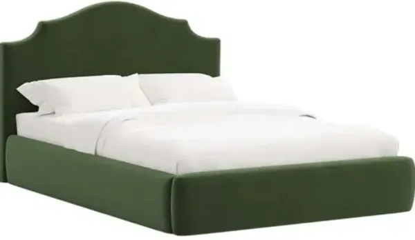 Seraphine Platform Bed - Performance Velvet - Handcrafted - Green, Comfortable & Durable