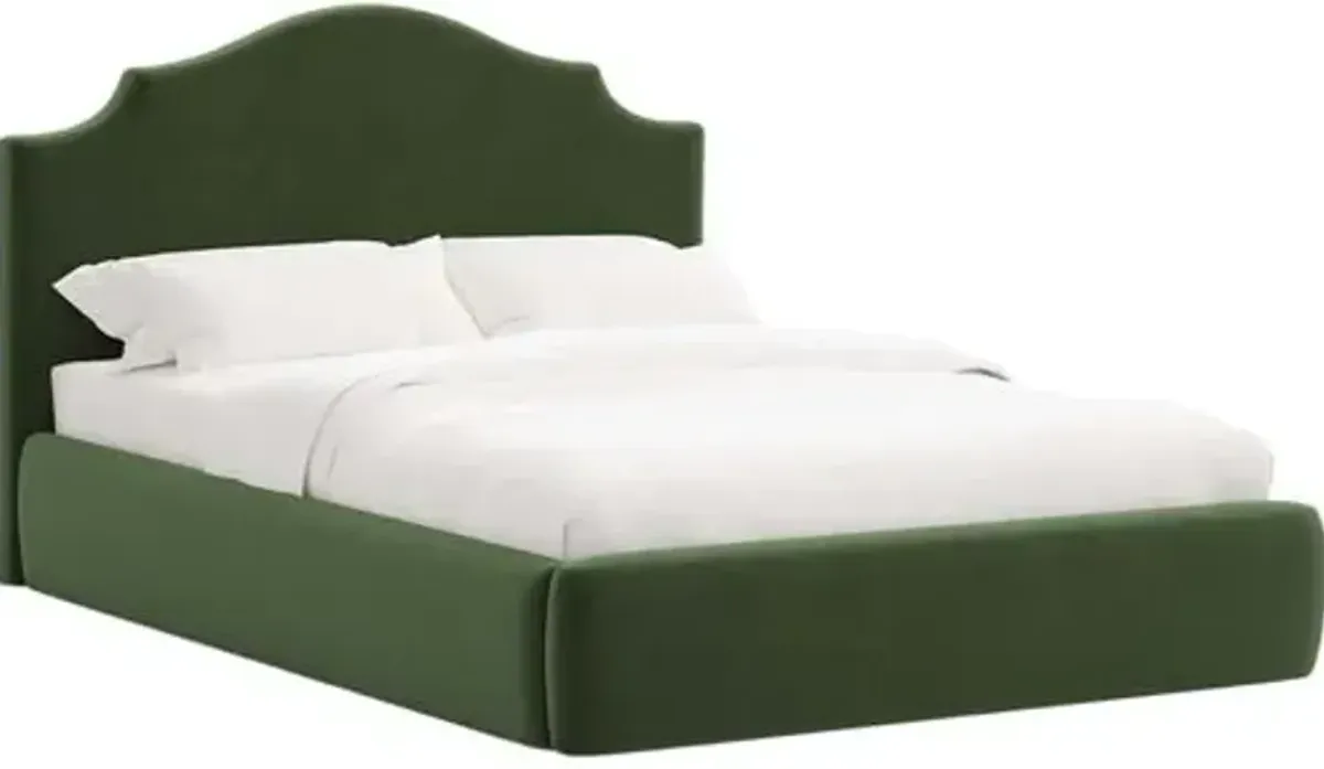Seraphine Platform Bed - Performance Velvet - Handcrafted - Green, Comfortable & Durable