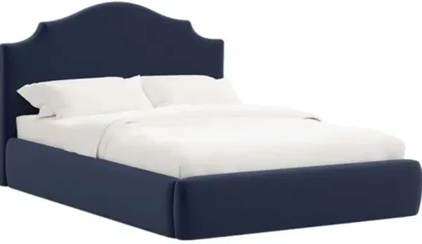 Seraphine Platform Bed - Performance Velvet - Handcrafted - Blue, Comfortable & Durable