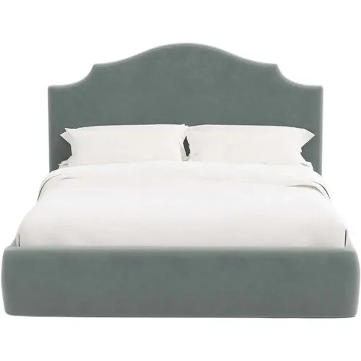 Seraphine Platform Bed - Performance Velvet - Handcrafted - Green, Comfortable & Durable