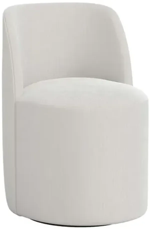 Cora Swivel Dining Chair - Performance Velvet - Handcrafted - White