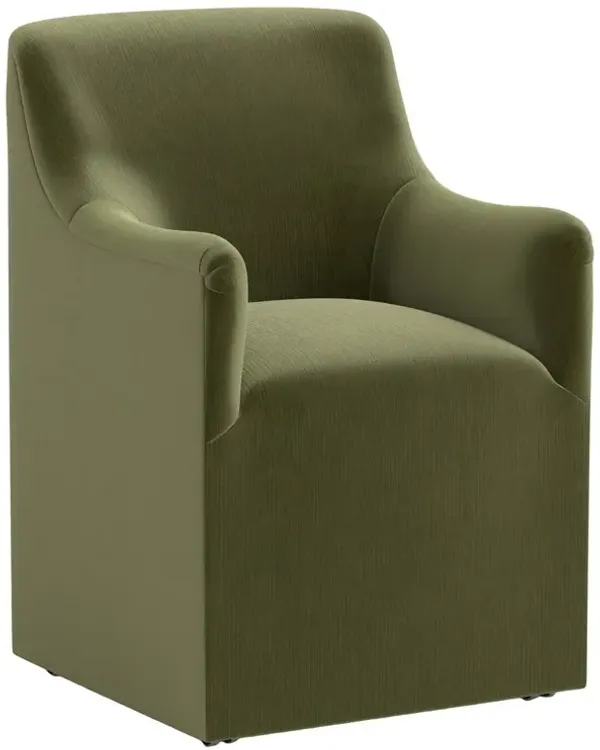 Tess Dining Armchair w/ Casters, Performance Velvet