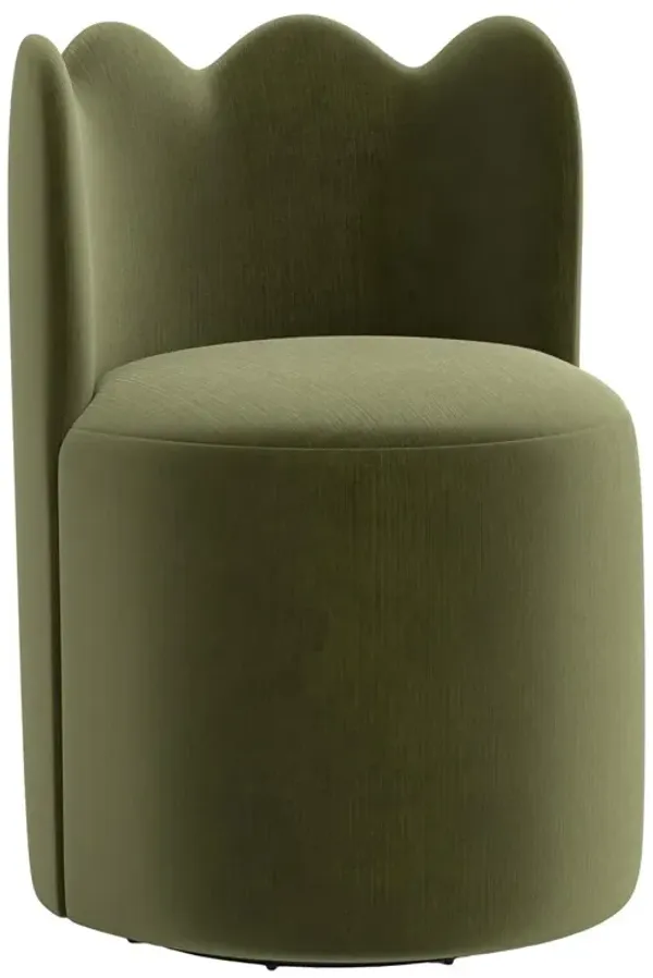 Mirabelle Scallop Swivel Dining Chair, Performance Velvet