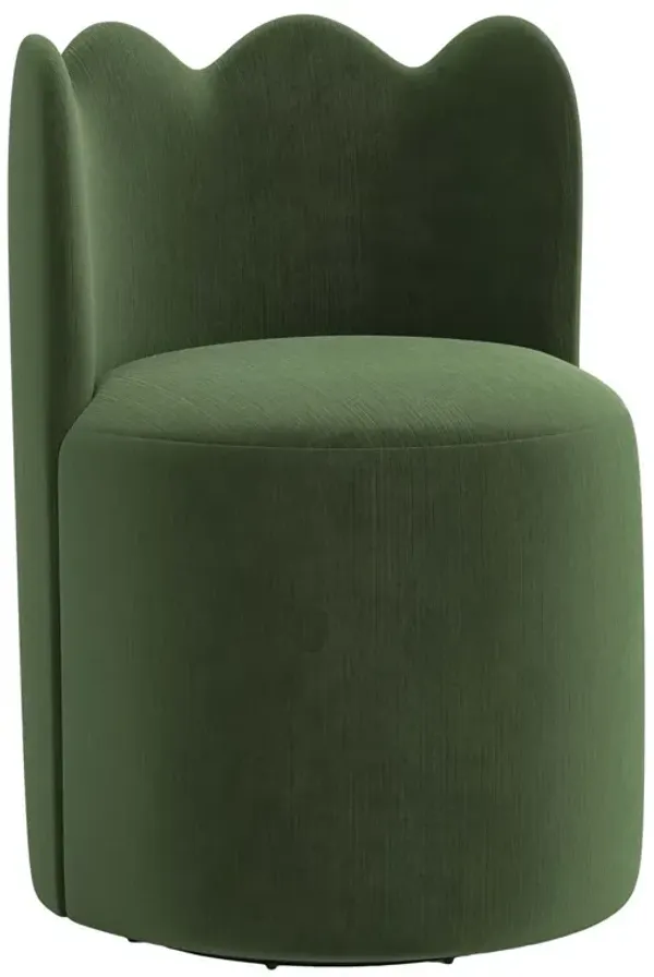 Mirabelle Scallop Swivel Dining Chair, Performance Velvet