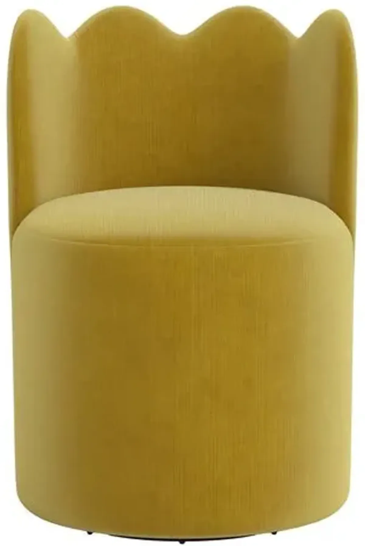 Mirabelle Scallop Swivel Dining Chair - Performance Velvet - Handcrafted - Yellow