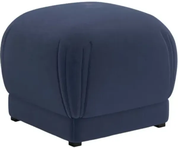 Benton Ottoman - Performance Velvet - Handcrafted - Blue