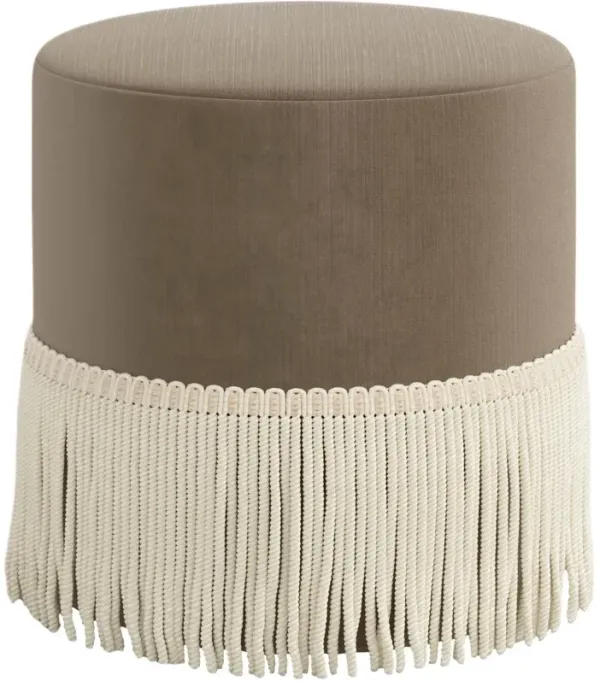 Abigail Fringe Ottoman, Performance Velvet