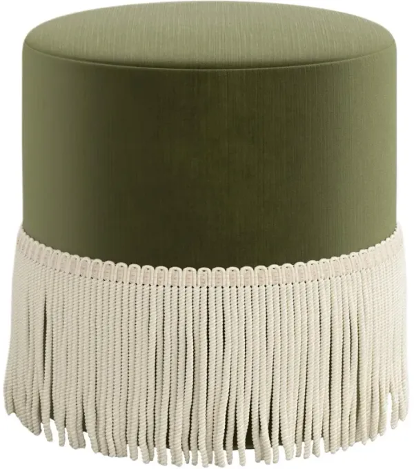 Abigail Fringe Ottoman, Performance Velvet