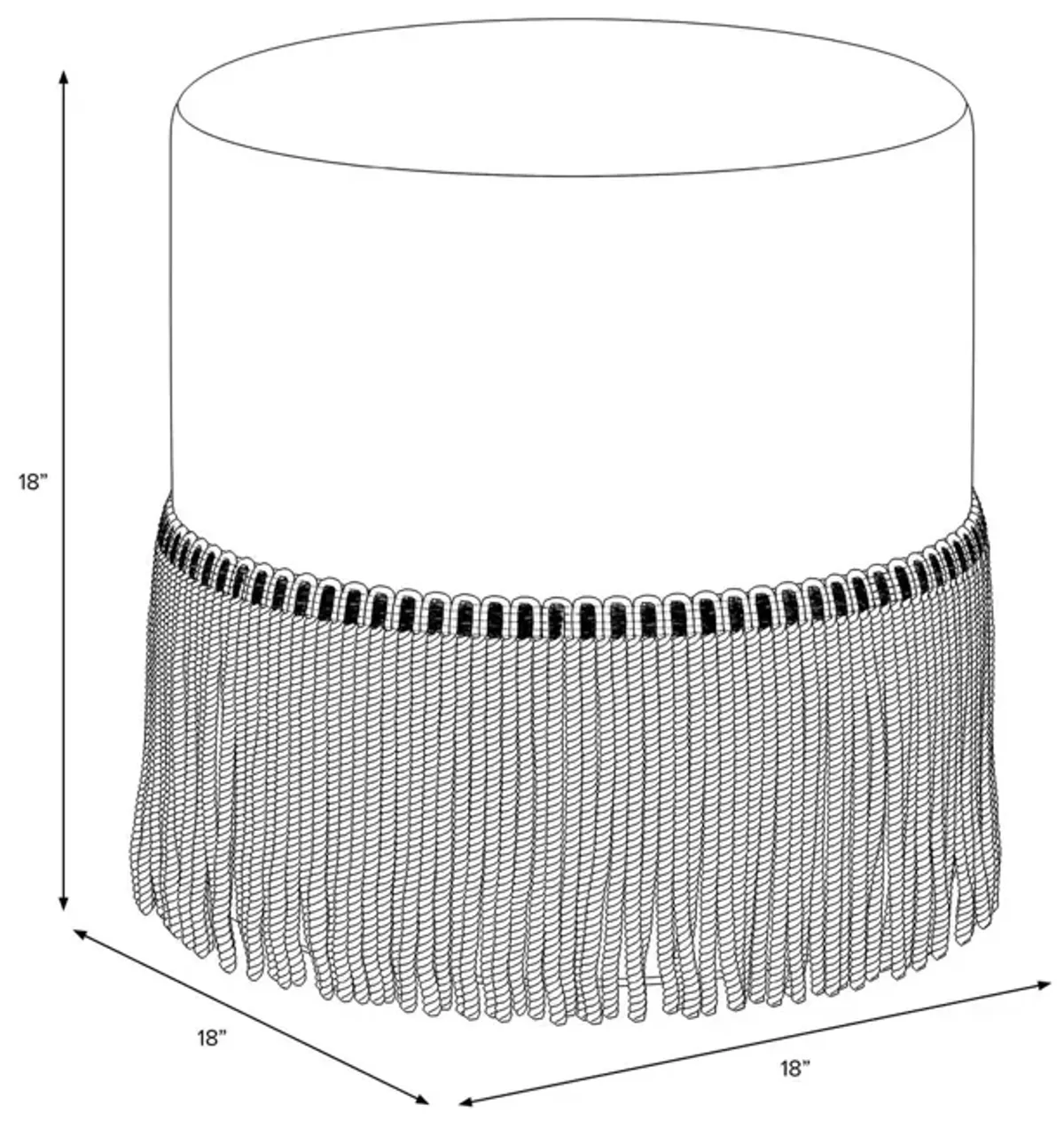 Abigail Fringe Ottoman, Performance Velvet