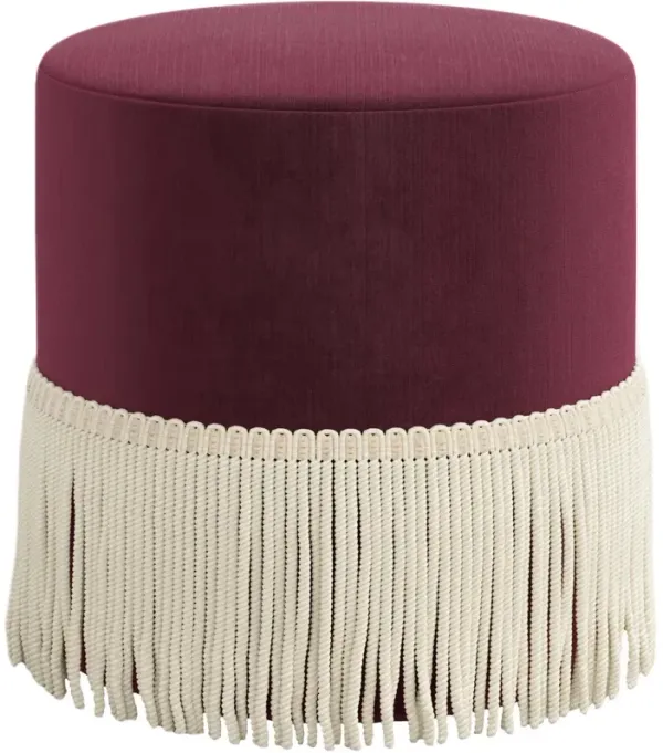 Abigail Fringe Ottoman, Performance Velvet