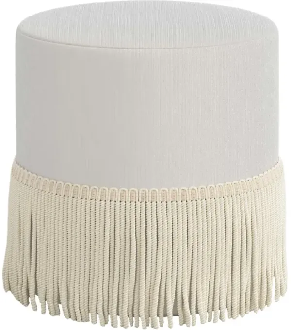 Abigail Fringe Ottoman, Performance Velvet